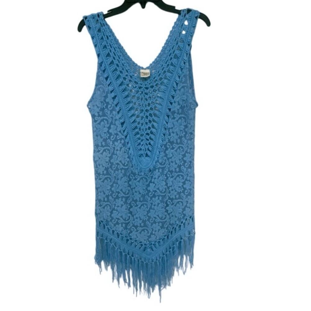 Advance Apparel Boho Crochet Fringe Burnout Dress Tunic Lace Festival Cover Up